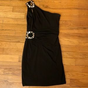 One Shoulder Black BodyCon Mini Dress